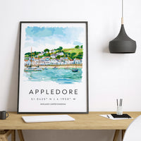 Appledore Watercolor Poster Appledore Devon Travel Print Wall Art Appledore Home Decor Appledore Gift Art Lovers UK Quayside Village