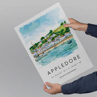 Appledore Watercolor Poster Appledore Devon Travel Print Wall Art Appledore Home Decor Appledore Gift Art Lovers UK Quayside Village