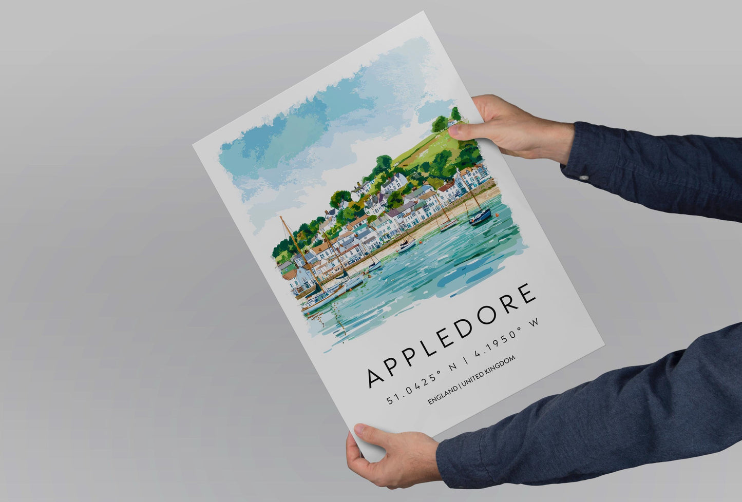 Appledore Watercolor Poster Appledore Devon Travel Print Wall Art Appledore Home Decor Appledore Gift Art Lovers UK Quayside Village