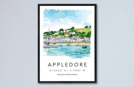 Appledore Watercolor Poster Appledore Devon Travel Print Wall Art Appledore Home Decor Appledore Gift Art Lovers UK Quayside Village