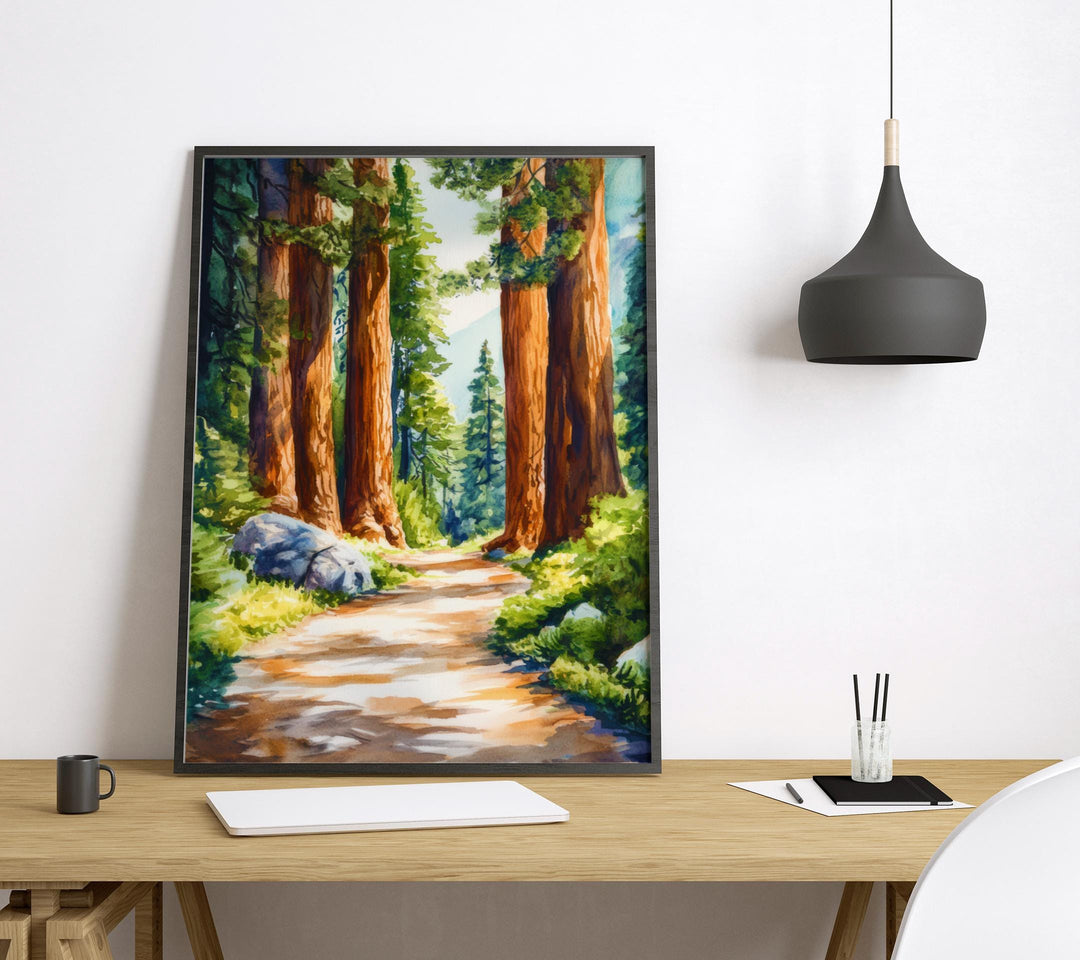 Sequoia National Park Watercolor Poster Sequoia National Park California Travel Print Wall Art Sequoia Home Decor Sequoia Gift Art Lovers