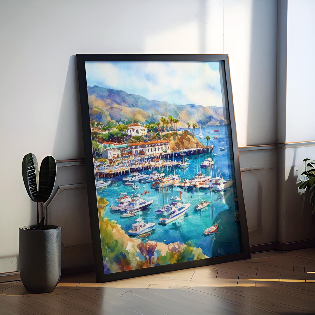 Catalina Island Watercolor Poster Catalina Island California Travel Print Wall Art Catalina Island Home Decor Catalina Island Gift Nature