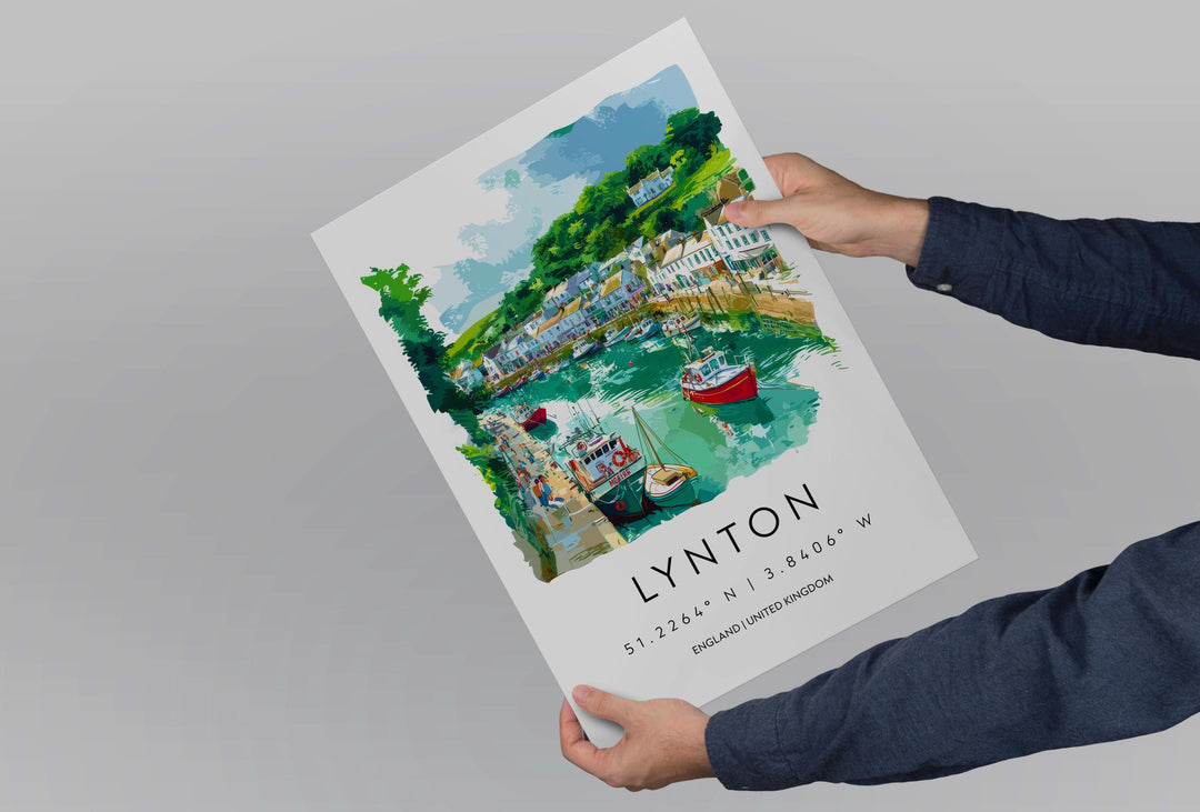 Lynton Watercolor Poster Lynton Devon Travel Print Wall Art Lynton Home Decor Lynton Gift Art Lovers UK Cliff Railway