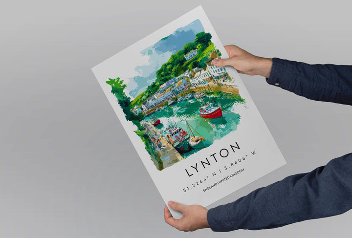 Lynton Watercolor Poster Lynton Devon Travel Print Wall Art Lynton Home Decor Lynton Gift Art Lovers UK Cliff Railway