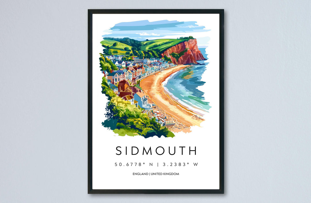Sidmouth Watercolor Poster Sidmouth Devon Travel Print Wall Art Sidmouth Home Decor Sidmouth Gift Art Lovers UK Regency Town