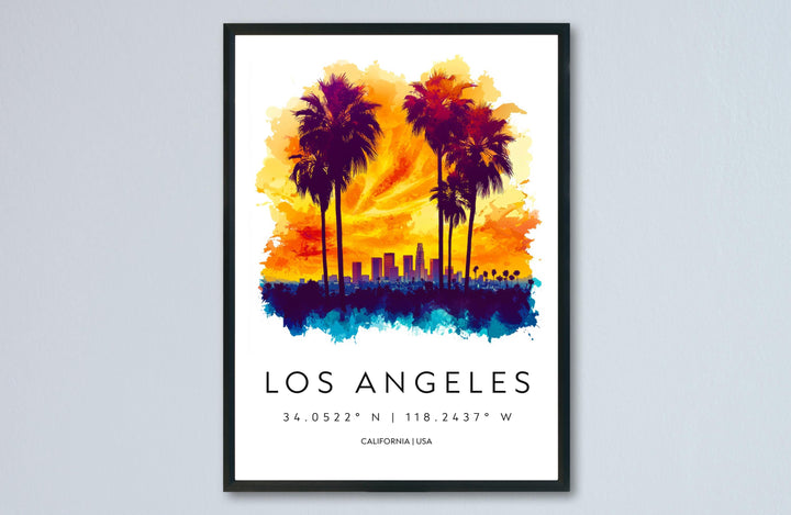 Los Angeles Watercolor Poster Los Angeles California Travel Print Wall Art Los Angeles Home Decor Los Angeles Gift Art Lovers Cityscape