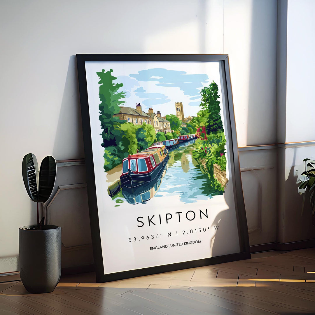 Skipton Watercolor Poster Skipton England Travel Print Wall Art Skipton Home Decor Skipton Gift Art Lovers UK Yorkshire Dales