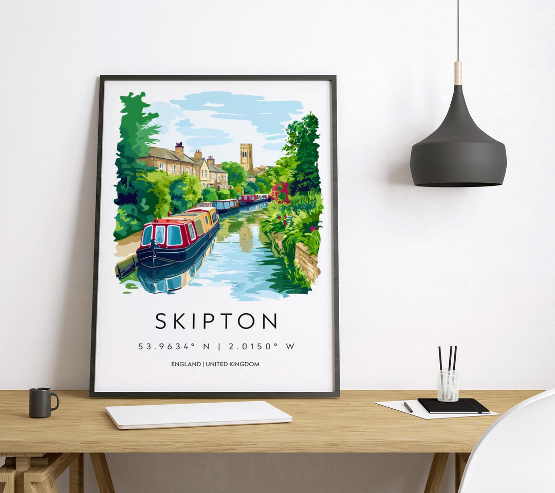 Skipton Watercolor Poster Skipton England Travel Print Wall Art Skipton Home Decor Skipton Gift Art Lovers UK Yorkshire Dales