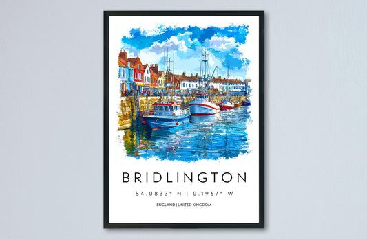 Bridlington Watercolor Poster Bridlington England Travel Print Wall Art Bridlington Home Decor Bridlington Gift Art Lovers Yorkshire Coast