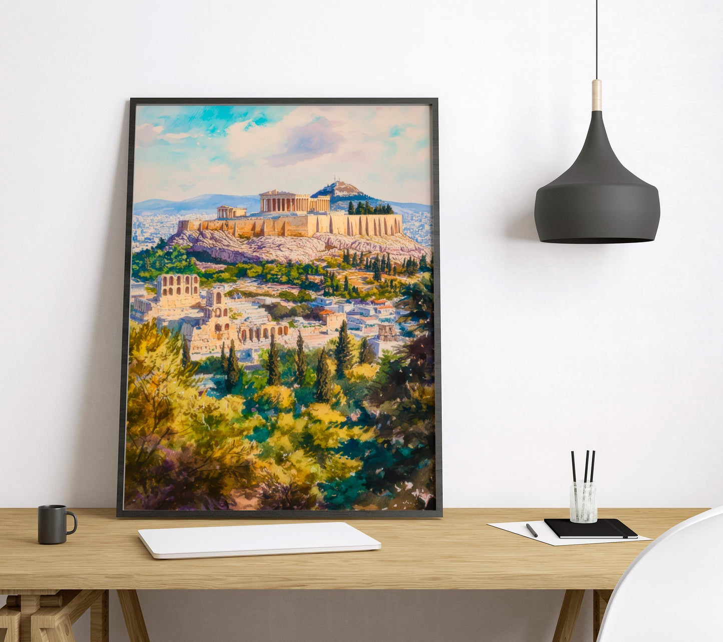 Athens Watercolor Poster Greece Travel Print Wall Art Home Decor Gift Greek Souvenir Iconic Cityscape Landmark Art