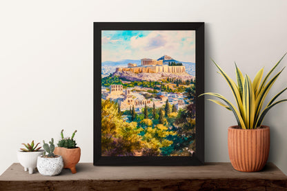 Athens Watercolor Poster Greece Travel Print Wall Art Home Decor Gift Greek Souvenir Iconic Cityscape Landmark Art