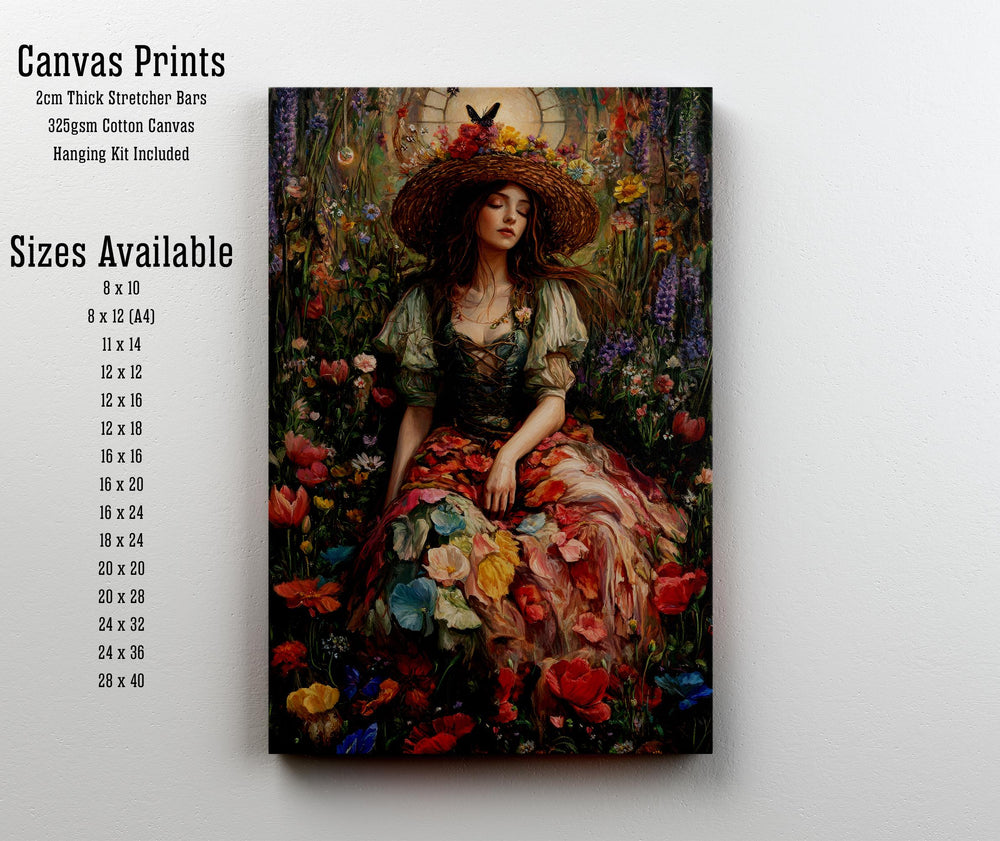 Rainbow Garden Witch Print, Vintage Cottagecore Art