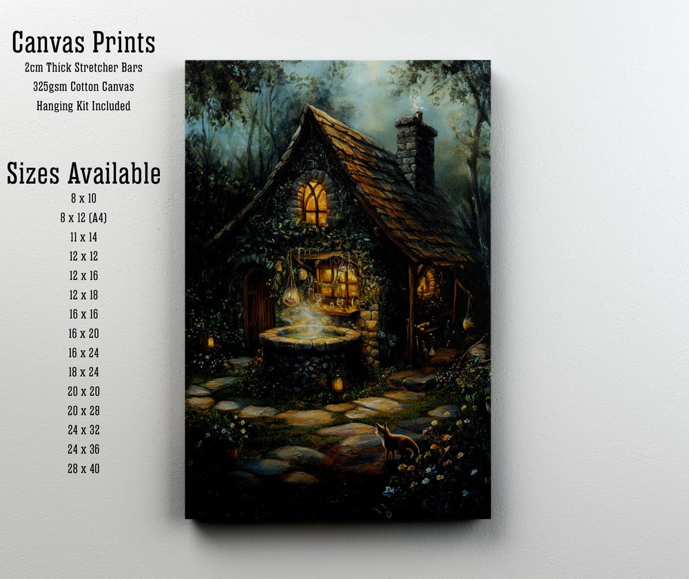 Cottagecore Wishing Well Art Print, Enchanted Forest Illustration