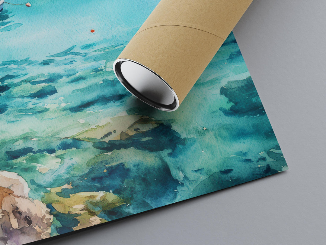 Crete Watercolor Poster Greece Travel Print Wall Art Home Decor Gift Greek Isle Souvenir Knossos Beach Balos Wall Decor Hanging