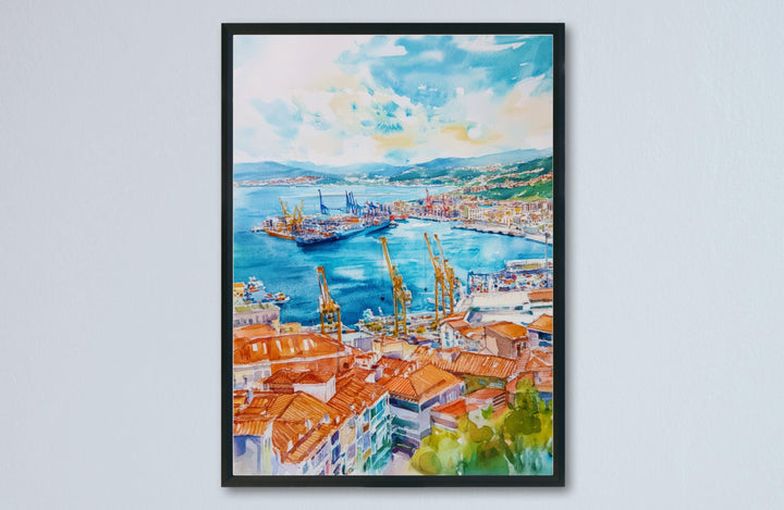 Vigo Watercolor Poster Spain Travel Print Wall Art Home Decor Gift Spanish City Souvenir Ria Bay Cies Islands Wall Decor Hanging
