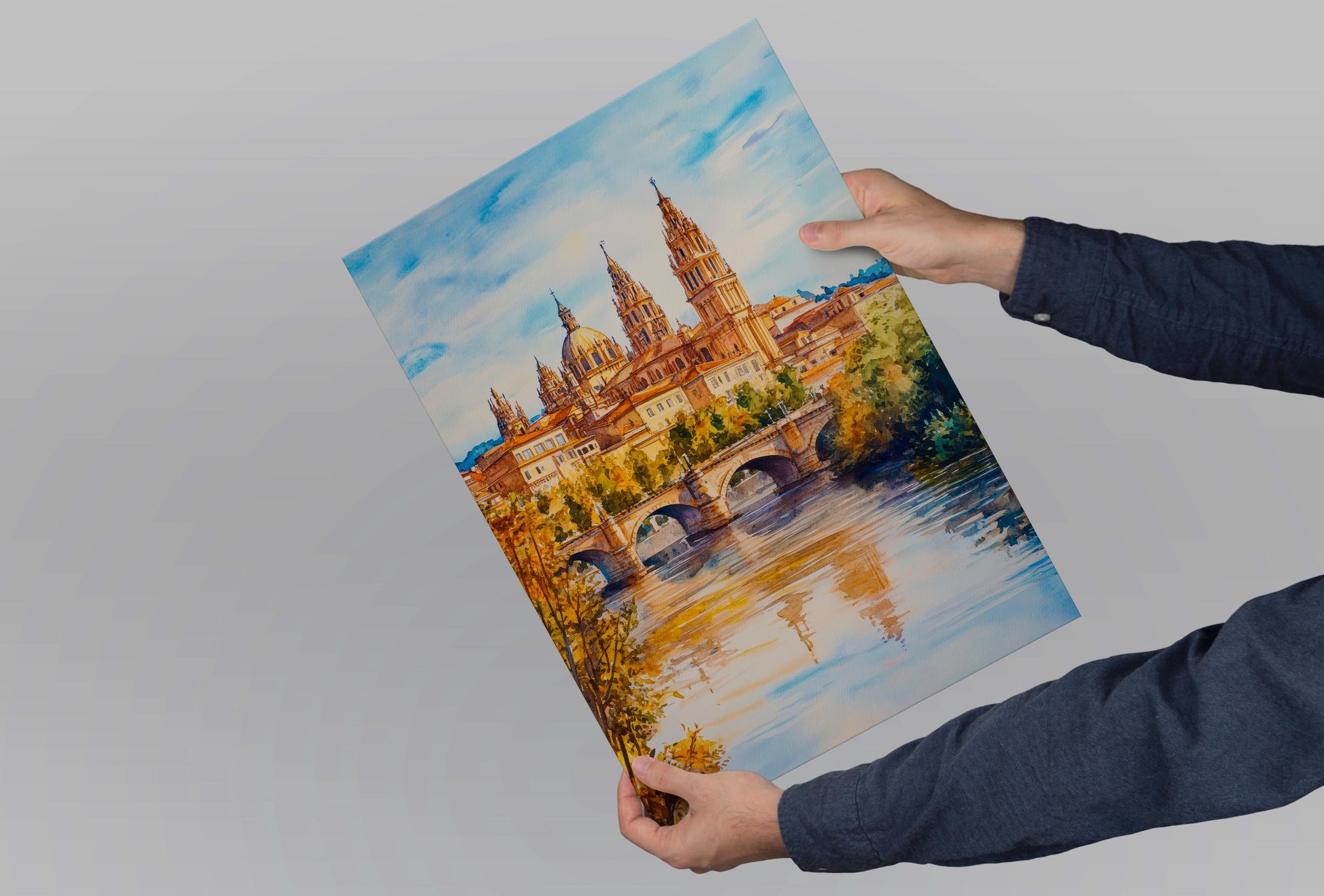 Salamanca Watercolor Poster Spain Travel Print Wall Art Home Decor Gift Spanish City University Plaza Wall Decor Hanging