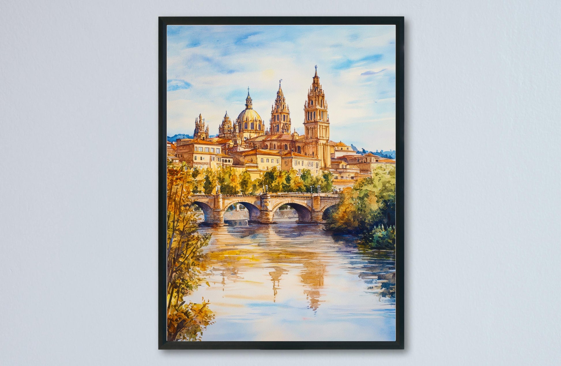 Salamanca Watercolor Poster Spain Travel Print Wall Art Home Decor Gift Spanish City University Plaza Wall Decor Hanging