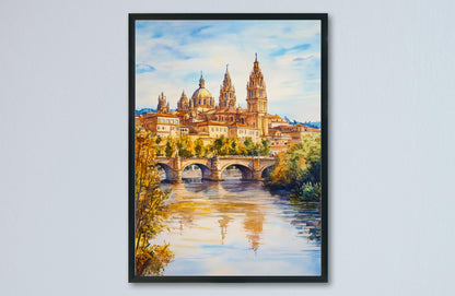 Salamanca Watercolor Poster Spain Travel Print Wall Art Home Decor Gift Spanish City University Plaza Wall Decor Hanging