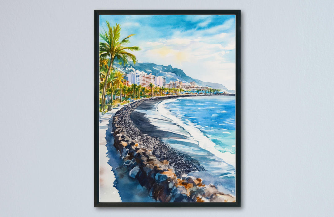 Playa de las Americas Watercolor Poster Spain Travel Print Wall Art Home Decor Gift Tenerife Souvenir Beach Sunset Wall Decor Hanging