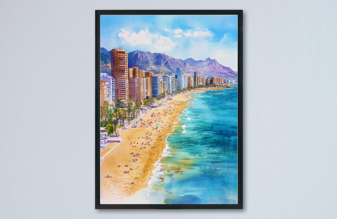 Costa Blanca Watercolor Poster Spain Travel Print Wall Art Home Decor Gift Valencian Beaches Sun Wall Decor Hanging