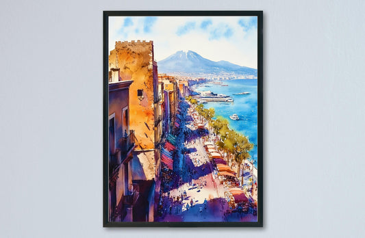 Naples Watercolor Poster Wall Art Naples Wall Hanging Home Décor Naples Gift Art Lovers Italy Art Lover Gift, Italian Cityscape Travel Print