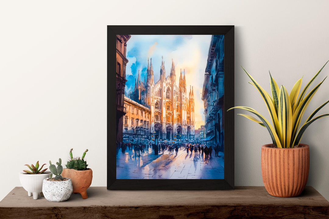 Milan Watercolor Poster Wall Art Milan Wall Hanging Home Décor Milan Gift Art Lovers Italy Art Lover Gift, Italian Cityscape Travel Print