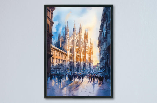 Milan Watercolor Poster Wall Art Milan Wall Hanging Home Décor Milan Gift Art Lovers Italy Art Lover Gift, Italian Cityscape Travel Print