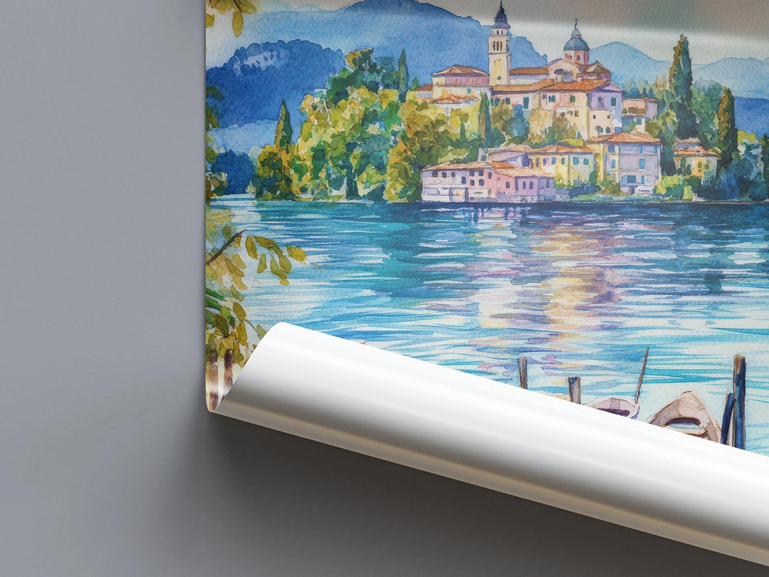 Lake Orta Watercolor Poster Wall Art Lake Orta Wall Hanging Home Décor Lake Orta Gift Art Lovers Italy Art Lover Gift, Italian Cityscape Art