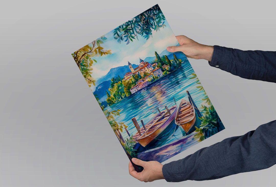 Lake Orta Watercolor Poster Wall Art Lake Orta Wall Hanging Home Décor Lake Orta Gift Art Lovers Italy Art Lover Gift, Italian Cityscape Art