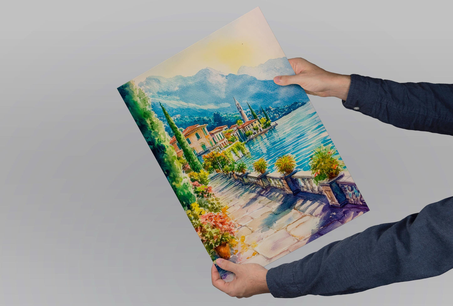 Lake Como Watercolor Poster Wall Art Lake Como Wall Hanging Home Décor Lake Como Gift Art Lovers Italy Art Lover Gift, Italian Print