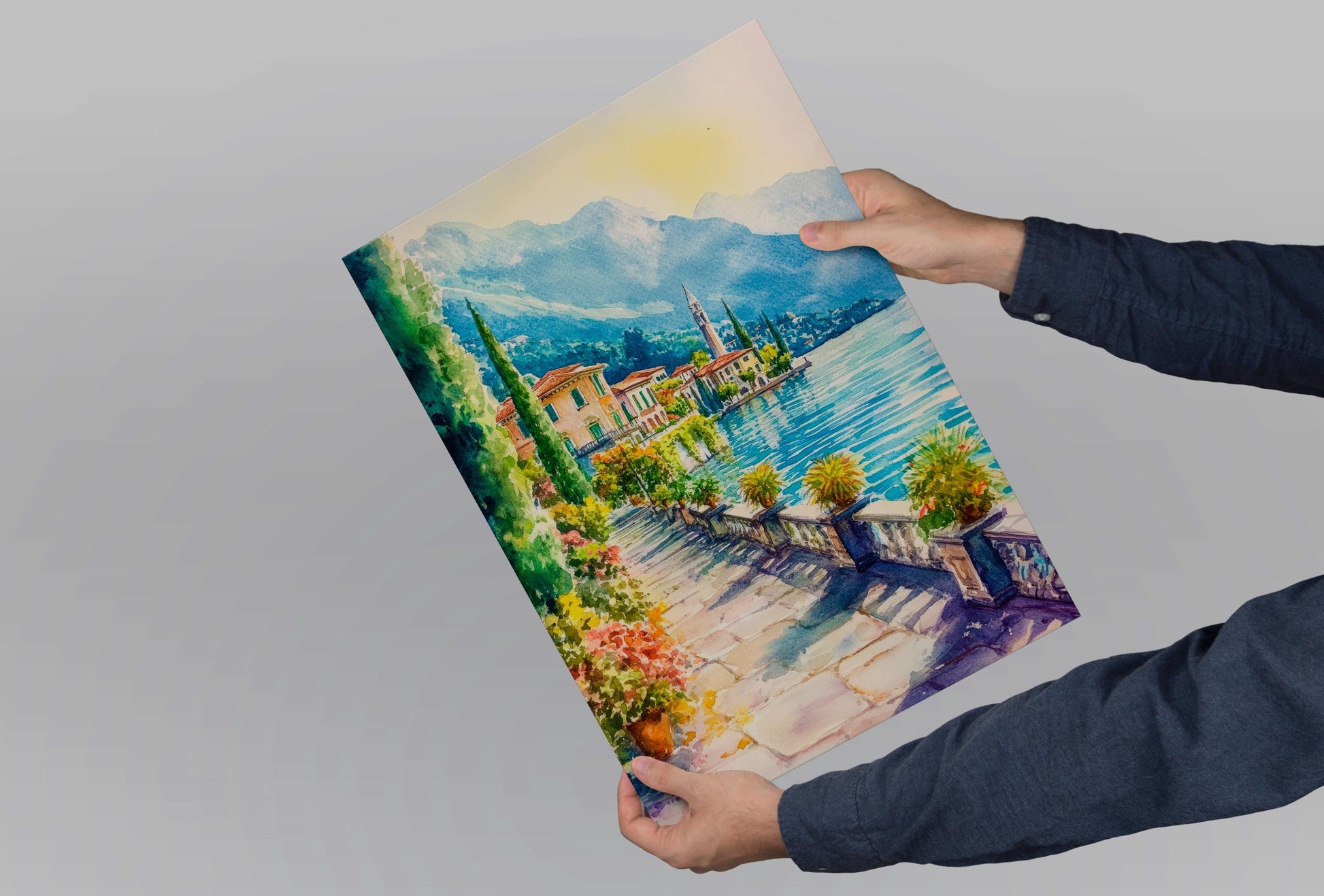 Lake Como Watercolor Poster Wall Art Lake Como Wall Hanging Home Décor Lake Como Gift Art Lovers Italy Art Lover Gift, Italian Print
