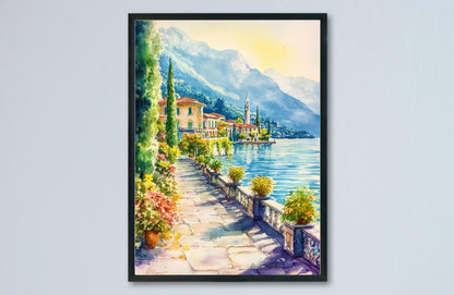 Lake Como Watercolor Poster Wall Art Lake Como Wall Hanging Home Décor Lake Como Gift Art Lovers Italy Art Lover Gift, Italian Print