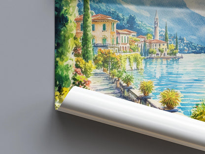 Lake Como Watercolor Poster Wall Art Lake Como Wall Hanging Home Décor Lake Como Gift Art Lovers Italy Art Lover Gift, Italian Print