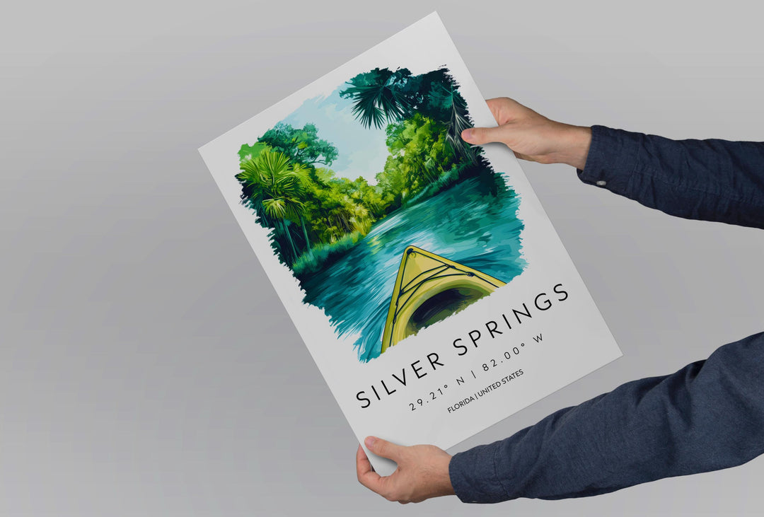 Silver Springs State Park Watercolor Poster Wall Art Florida Home Décor USA Art Lover Gift, Travel Souvenir Print
