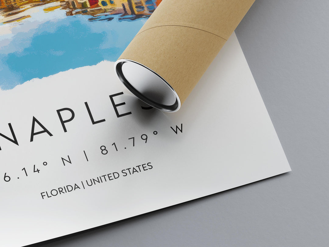 Naples Florida Watercolor Poster Wall Art Naples Florida Wall Decor Home Décor Naples Florida Gift USA Art Lover Gift, Travel Souvenir Print