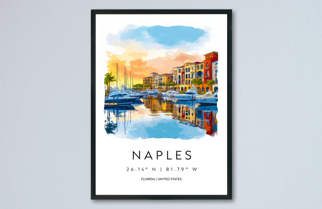 Naples Florida Watercolor Poster Wall Art Naples Florida Wall Decor Home Décor Naples Florida Gift USA Art Lover Gift, Travel Souvenir Print