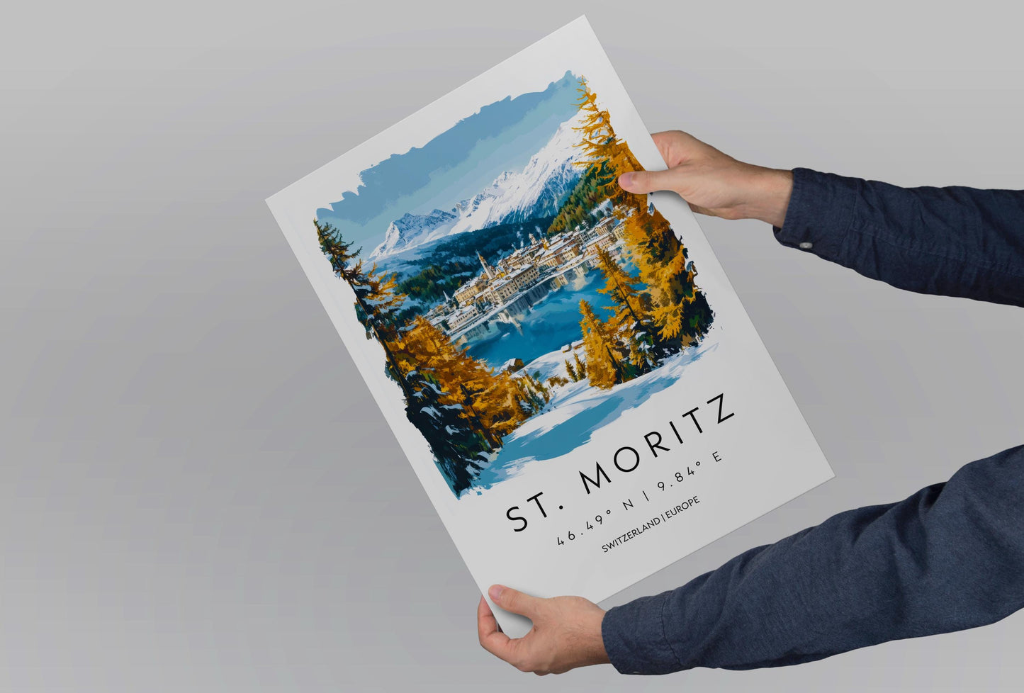 St Moritz Watercolor Poster Wall Art St Moritz Wall Decor Home Décor St Moritz Gift Switzerland Art Lover Gift, Travel Souvenir Print