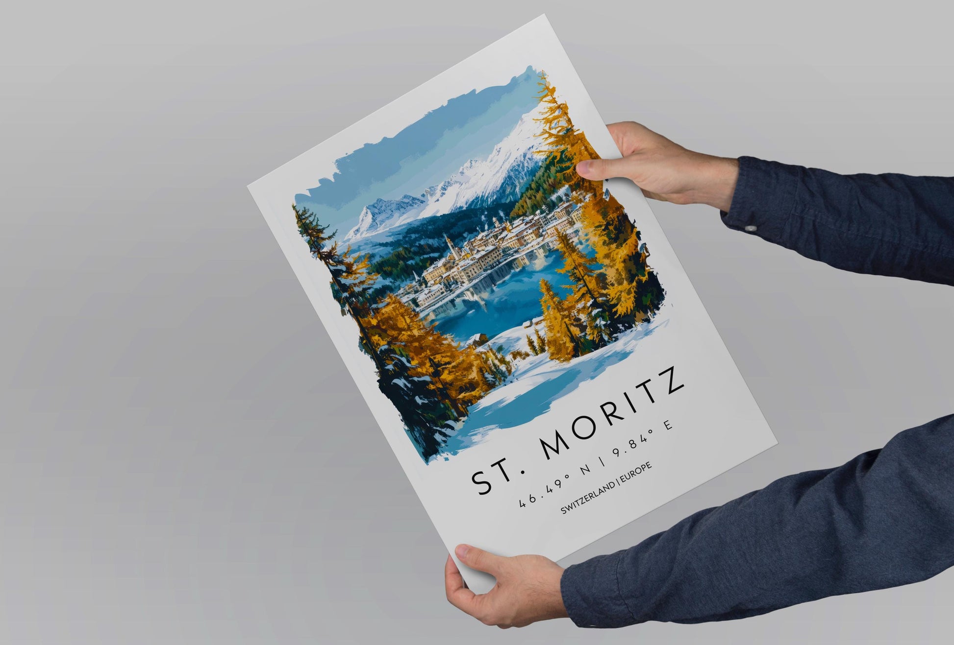 St Moritz Watercolor Poster Wall Art St Moritz Wall Decor Home Décor St Moritz Gift Switzerland Art Lover Gift, Travel Souvenir Print