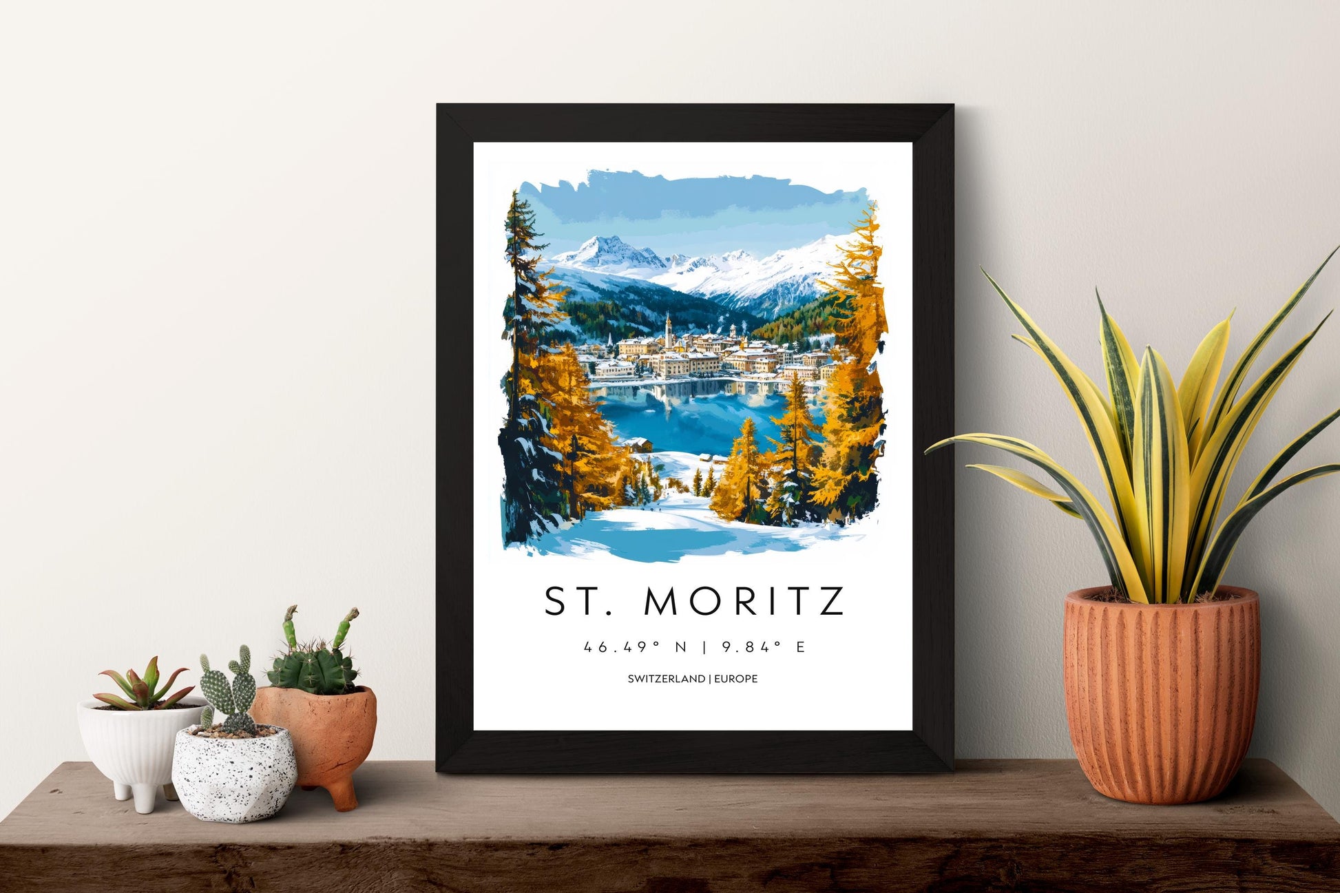 St Moritz Watercolor Poster Wall Art St Moritz Wall Decor Home Décor St Moritz Gift Switzerland Art Lover Gift, Travel Souvenir Print
