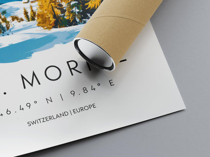 St Moritz Watercolor Poster Wall Art St Moritz Wall Decor Home Décor St Moritz Gift Switzerland Art Lover Gift, Travel Souvenir Print
