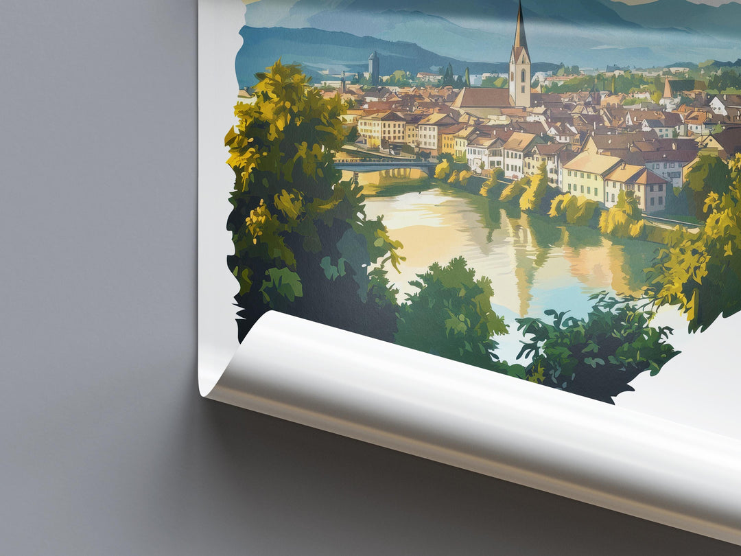 Villach Watercolor Poster Wall Art Villach Wall Decor Home Décor Villach Gift Austria Art Lover Gift, Travel Souvenir Print