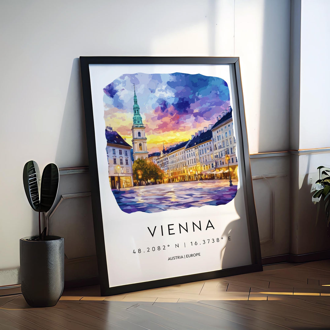Vienna Watercolor Poster Wall Art Vienna Wall Decor Home Décor Vienna Gift Austria Art Lover Gift, Travel Souvenir Print