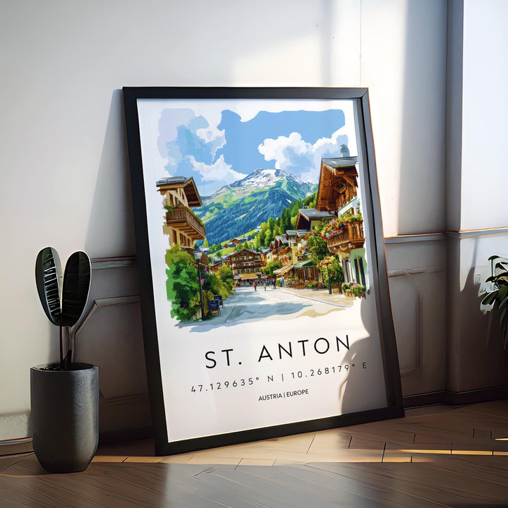 St Anton Watercolor Poster Wall Art St Anton Wall Decor Home Décor St Anton Gift Austria Art Lover Gift, Travel Souvenir Print