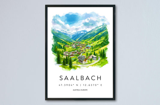 Saalbach Watercolor Poster Wall Art Saalbach Wall Decor Home Décor Saalbach Gift Austria Art Lover Gift, Travel Souvenir Print