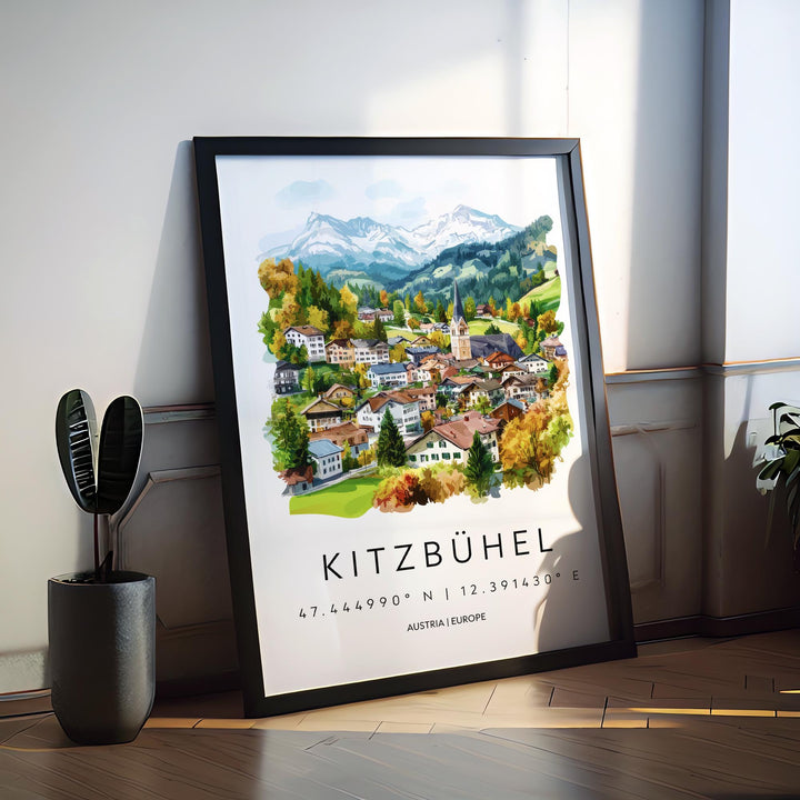 Kitzbühel Watercolor Poster Wall Art Kitzbühel Wall Decor Home Décor Kitzbühel Gift Austria Art Lover Gift, Travel Souvenir Print
