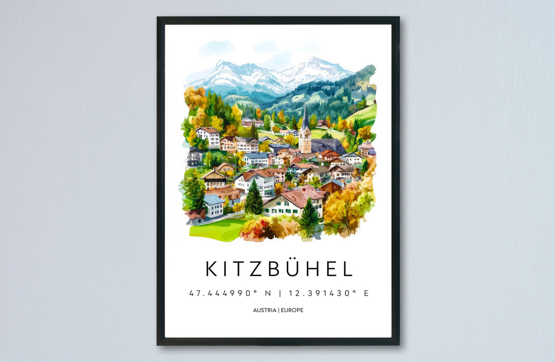 Kitzbühel Watercolor Poster Wall Art Kitzbühel Wall Decor Home Décor Kitzbühel Gift Austria Art Lover Gift, Travel Souvenir Print