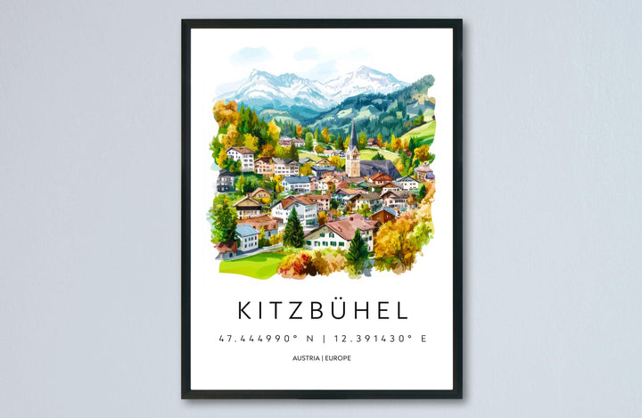 Kitzbühel Watercolor Poster Wall Art Kitzbühel Wall Decor Home Décor Kitzbühel Gift Austria Art Lover Gift, Travel Souvenir Print