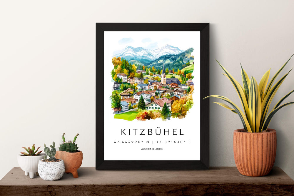 Kitzbühel Watercolor Poster Wall Art Kitzbühel Wall Decor Home Décor Kitzbühel Gift Austria Art Lover Gift, Travel Souvenir Print