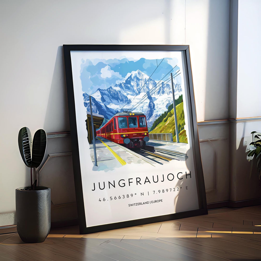 Jungfraujoch Watercolor Poster Wall Art Jungfraujoch Wall Decor Home Décor Jungfraujoch Gift Switzerland Art Lover Gift, Travel Souvenir