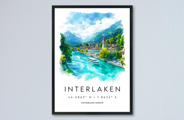 Interlaken Watercolor Poster Wall Art Interlaken Wall Decor Home Décor Interlaken Gift Switzerland Art Lover Gift, Travel Souvenir Print